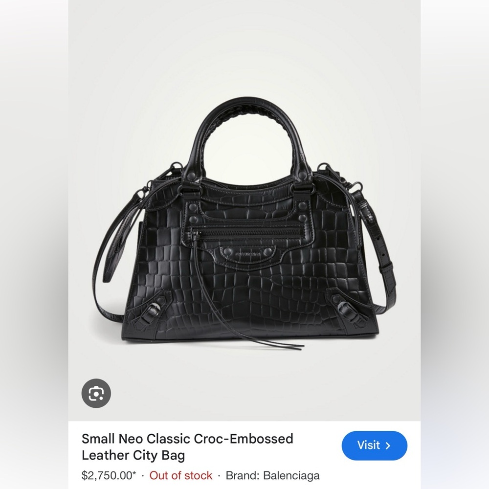 Authentic Balenciaga Neo classic city Croc effect bag